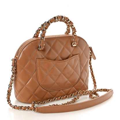 Chanel Shiny Lambskin Quilted Shiny Coco Clutch With Chain Dark Beige 3 of 11