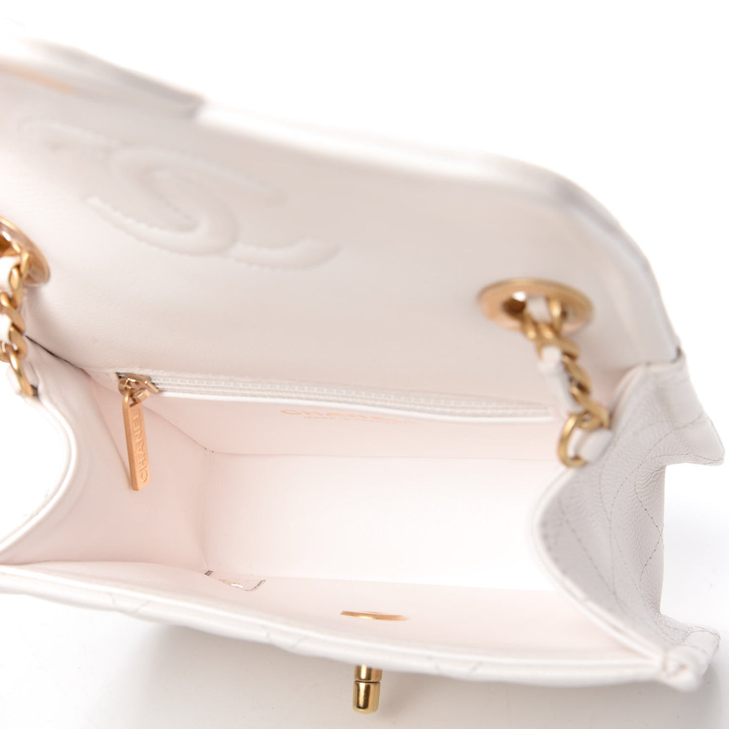 Caviar Quilted Mini Sweet Classic Flap White