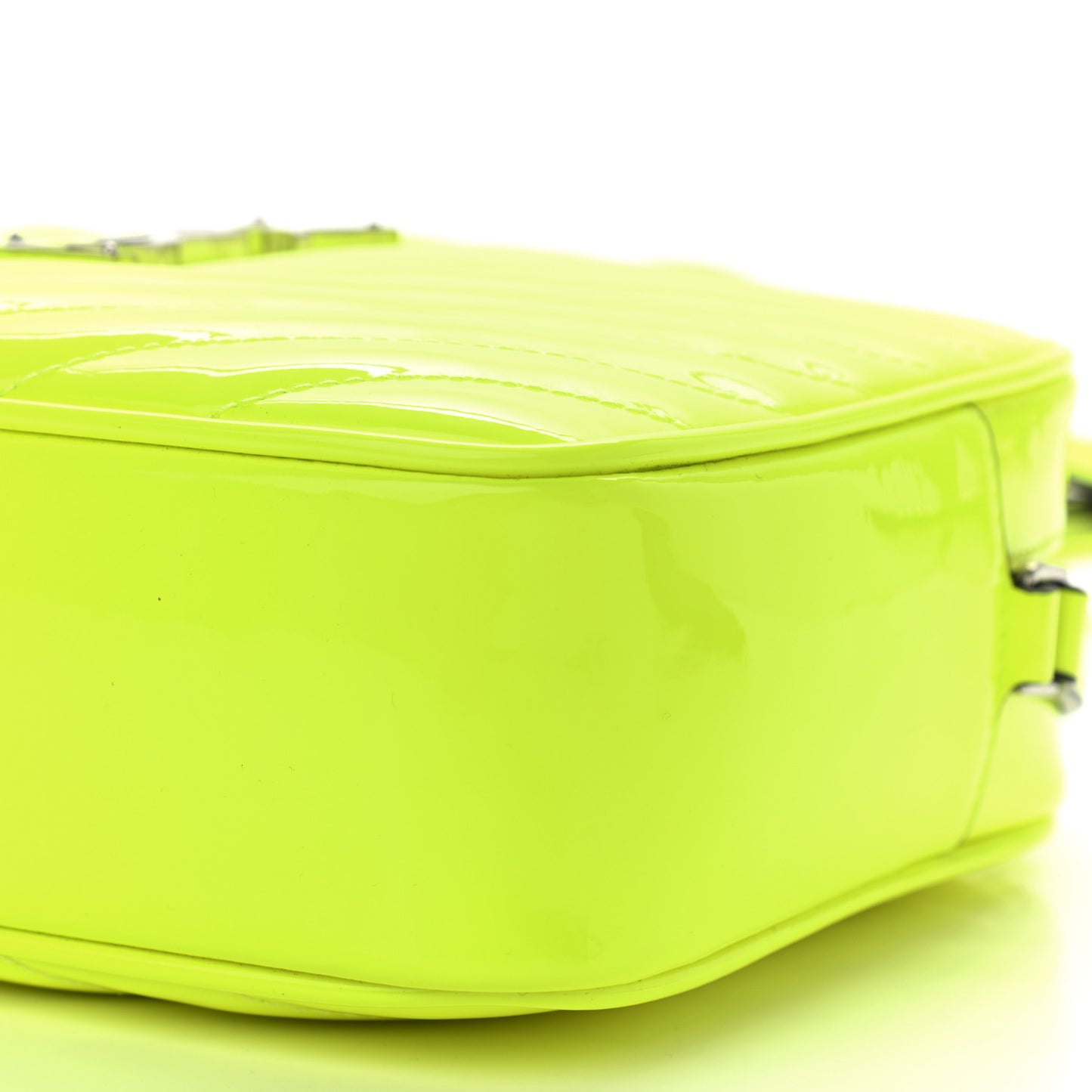 Patent Calfskin Matelasse Monogram Lou Camera Bag Neon Yellow