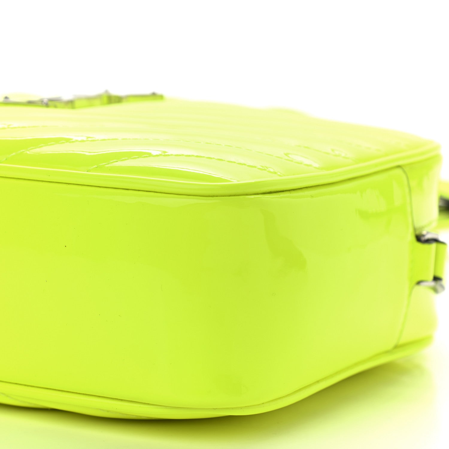 Saint Laurent Patent Calfskin Matelasse Monogram Lou Camera Bag Neon Yellow 10 of 10