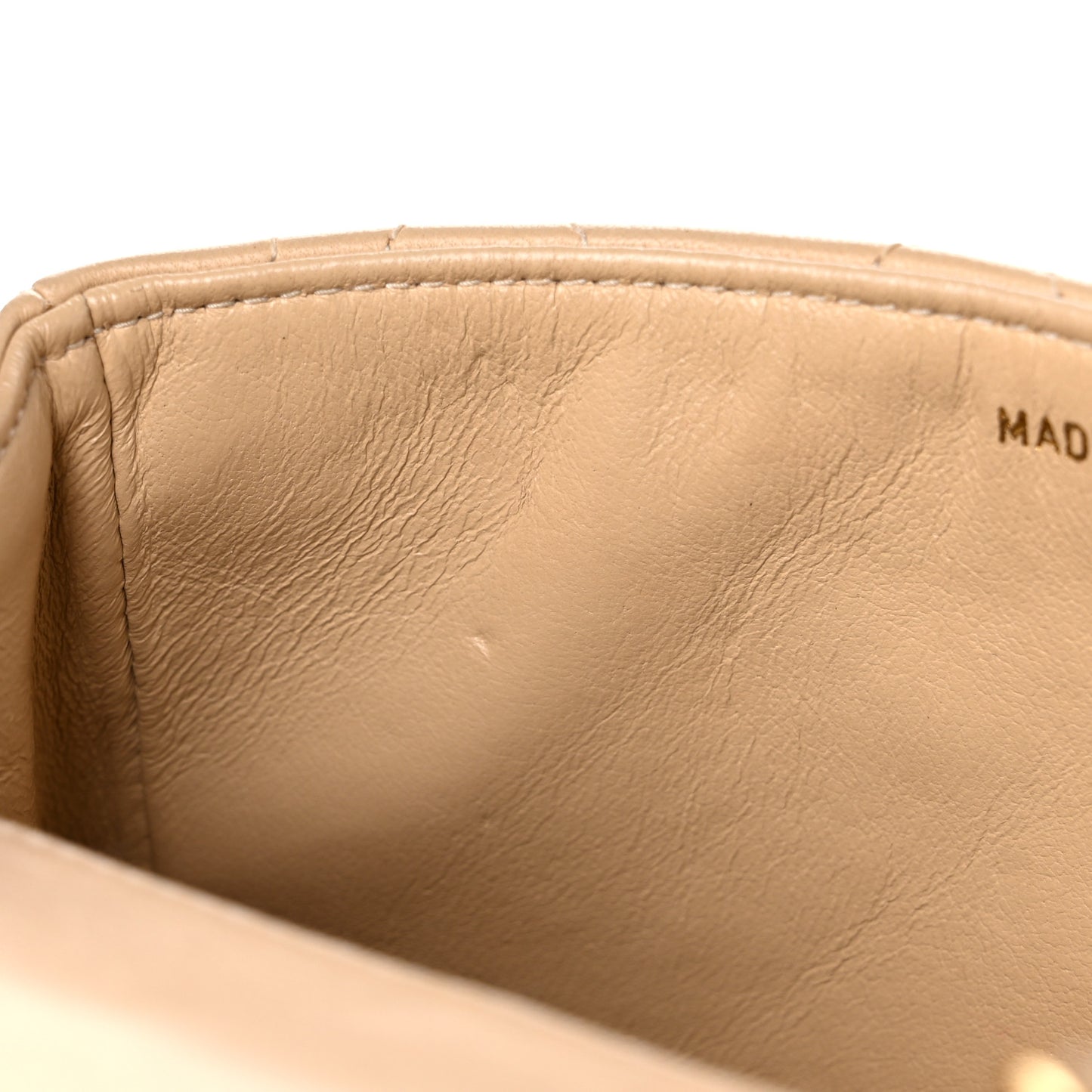 Lambskin Quilted Mini Square Flap Beige