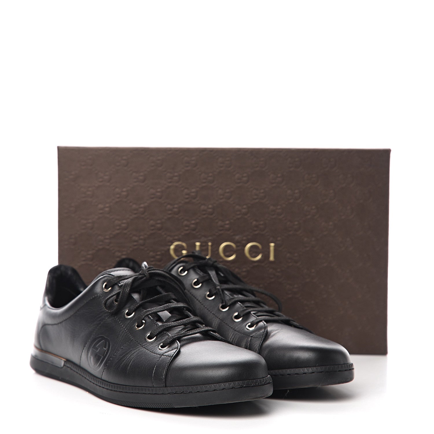 Gucci Calfskin Womens Interlocking G Sneakers 41 Black 12 of 12