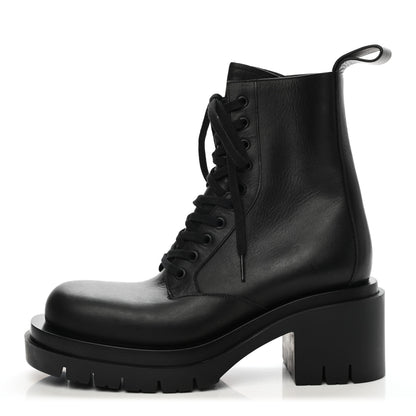 Bottega Veneta Calfskin The Lug Lace Up 30/70mm Ankle Boots 38 Black 1 of 8