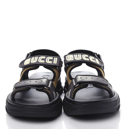Gucci X SEGA Nappa Mesh Mens Aguru Sandals 8 Loess Black 5 of 11