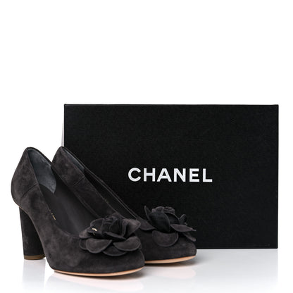 Chanel Suede Camellia Pumps 37.5 Grey 14 of 14