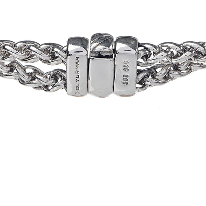 David Yurman Sterling Silver 18K Yellow Gold 14K Yellow Gold Double Wheat Chain Carved Cable Pendant Necklace 4 of 7