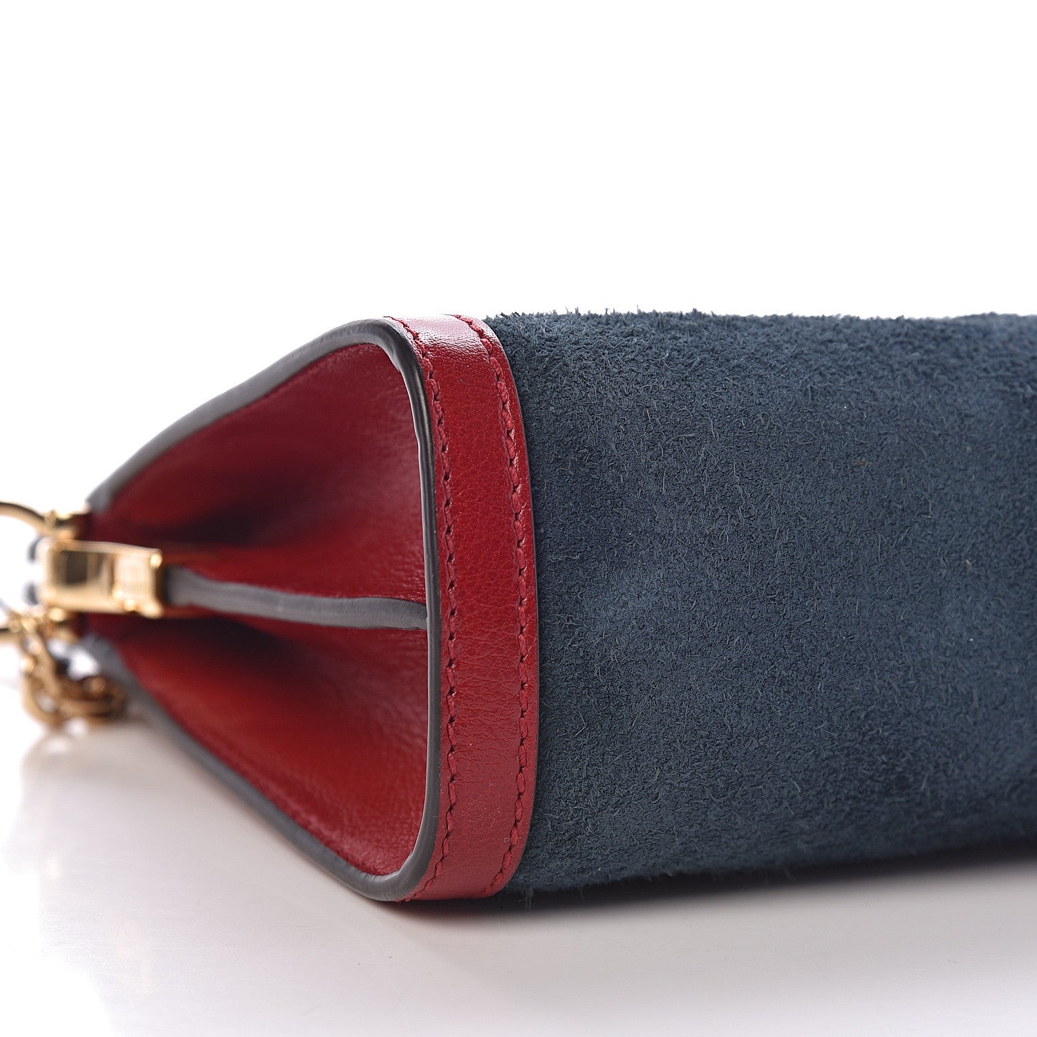 Gucci Suede Calfskin Web Small Ophidia Chain Shoulder Bag New Blue Romantic Cherry 8 of 10