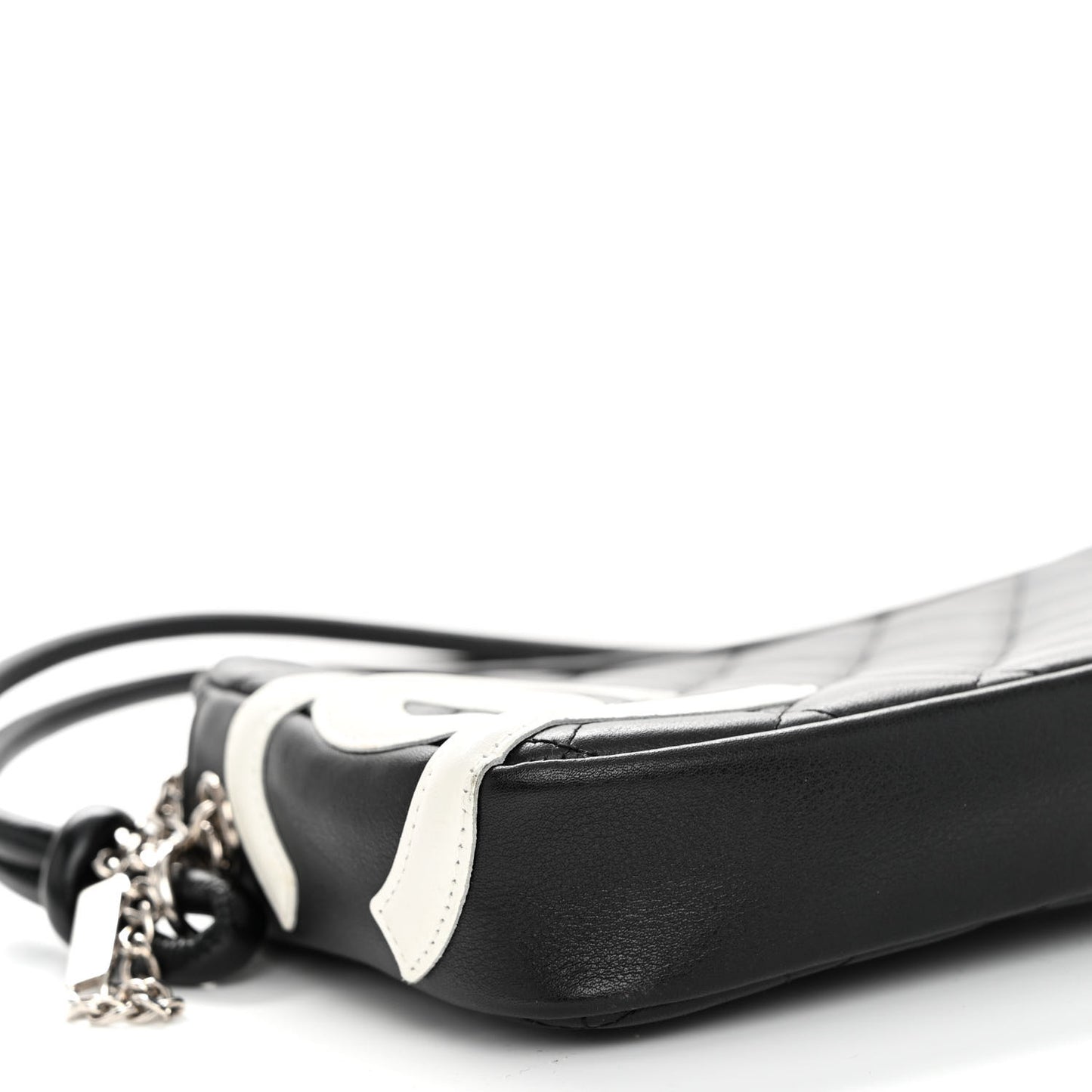 Calfskin Quilted Cambon Pochette Black White