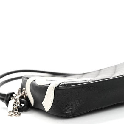 Chanel Calfskin Quilted Cambon Pochette Black White 8 of 9