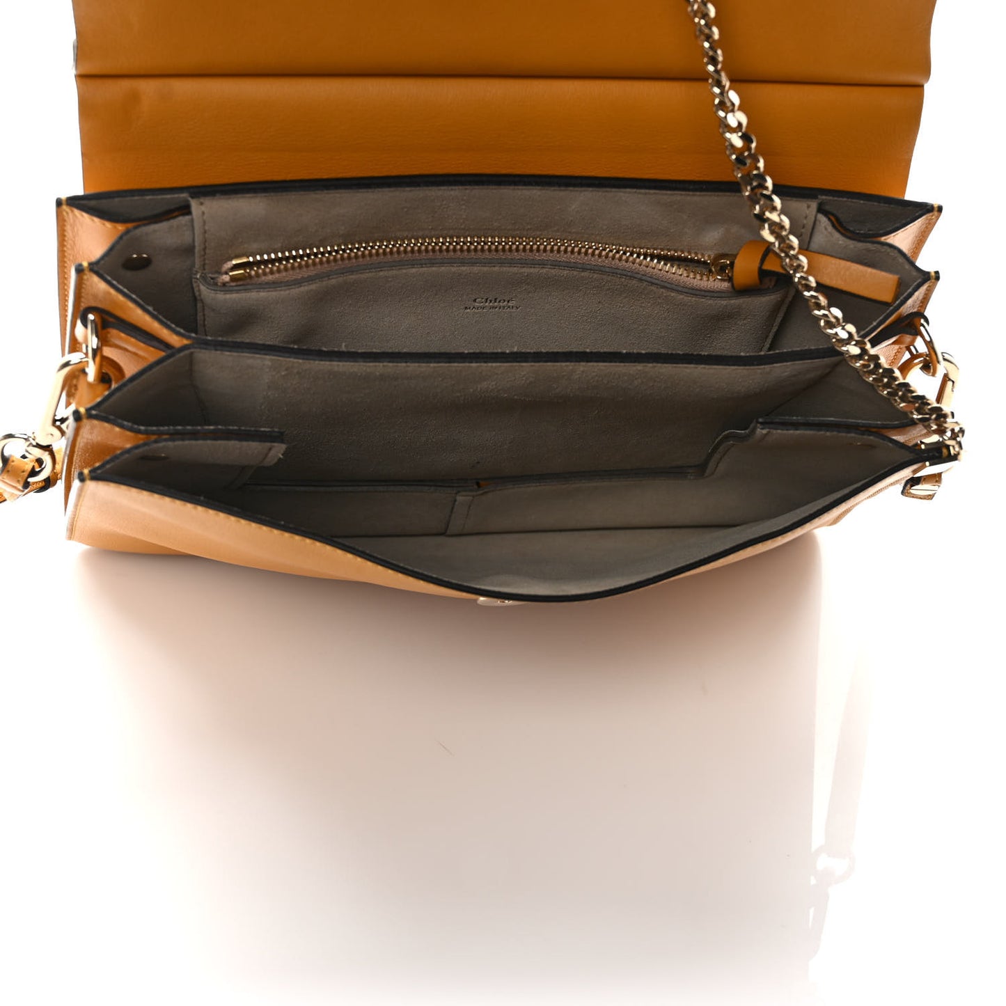 Suede Calfskin Medium Faye Shoulder Bag Mustard Tobacco