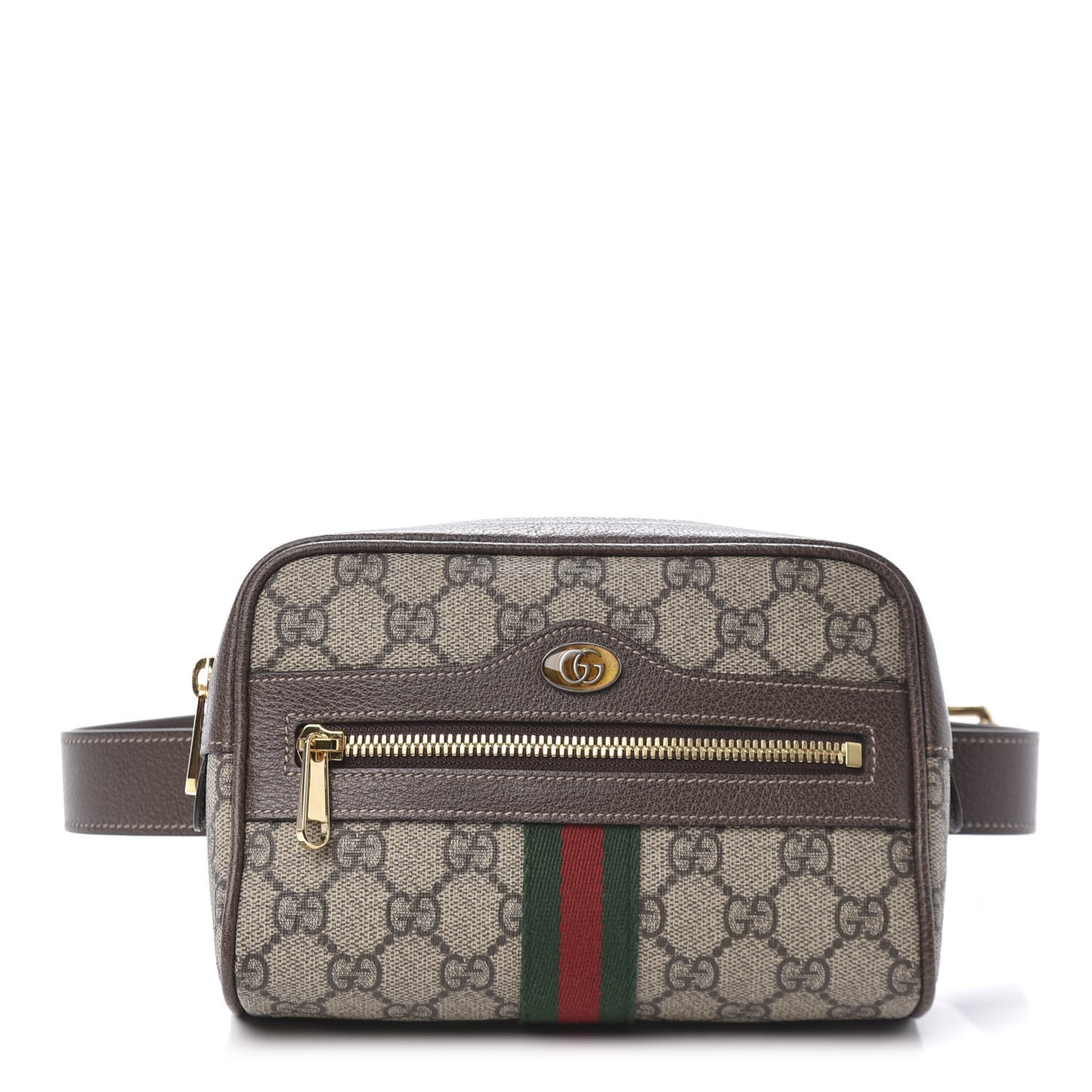 GG Supreme Monogram Web Small Ophidia Belt Bag 85 34 Dark Brown
