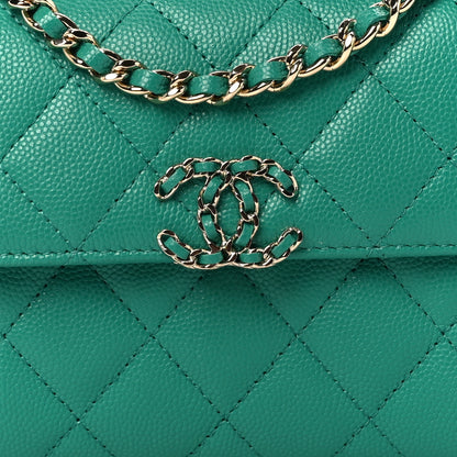 Chanel Caviar Quilted Double Chain Top Handle Flap With Chain Green 8 of 10