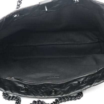 Balenciaga Crushed Calfskin Quilted Matte Black Hardware Large Crush Carry All Tote Bag Black 5 of 10