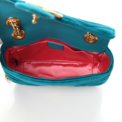 Gucci Velvet Matelasse Mini GG Marmont Shoulder Bag Pavone Cyan 5 of 9