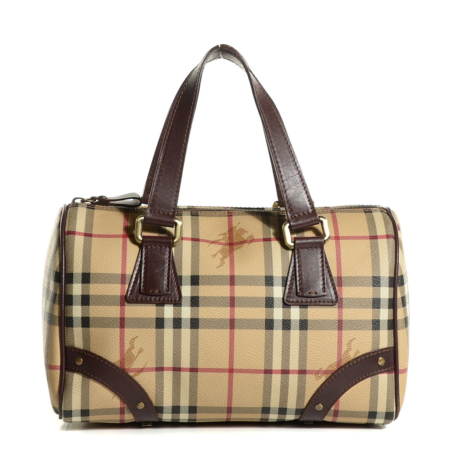 Burberry Haymarket Check Studded Bowler Brown 8 of 14