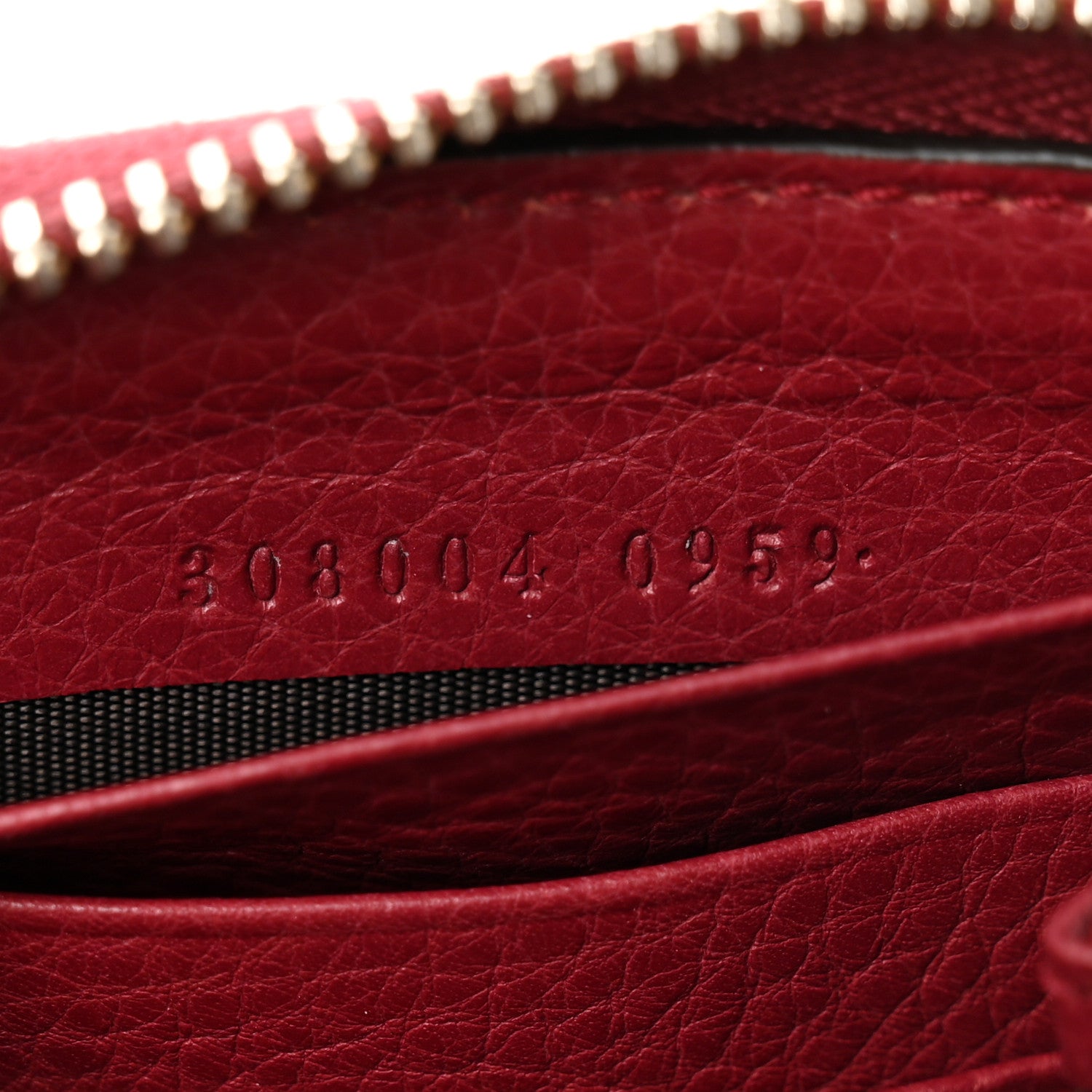 Gucci Pebbled Calfskin Studded Soho Zip Around Wallet Soft Burgundy 7 of 12