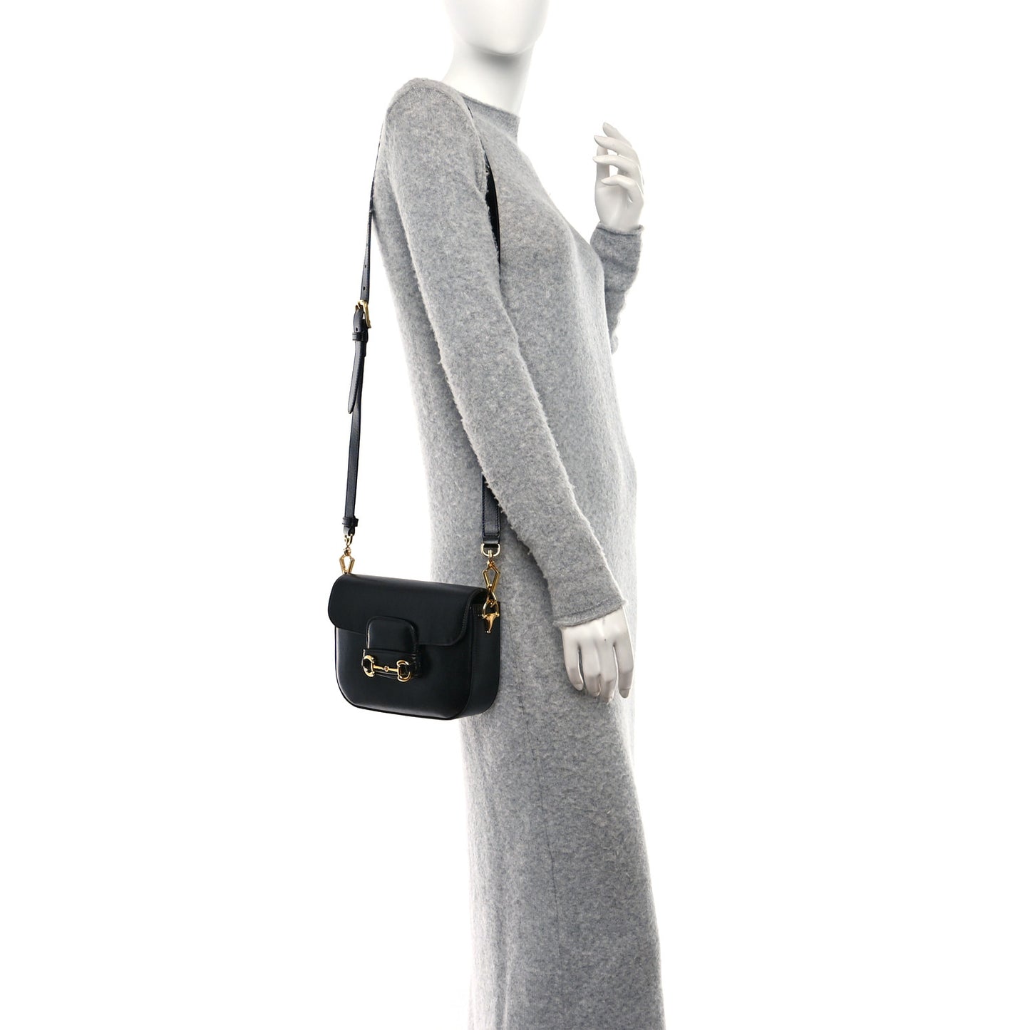 Azalea Calfskin Web Mini Horsebit 1955 Shoulder Bag Black