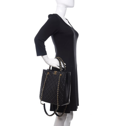 Chanel Lambskin Quilted Large Shopping Tote Black 3 of 13