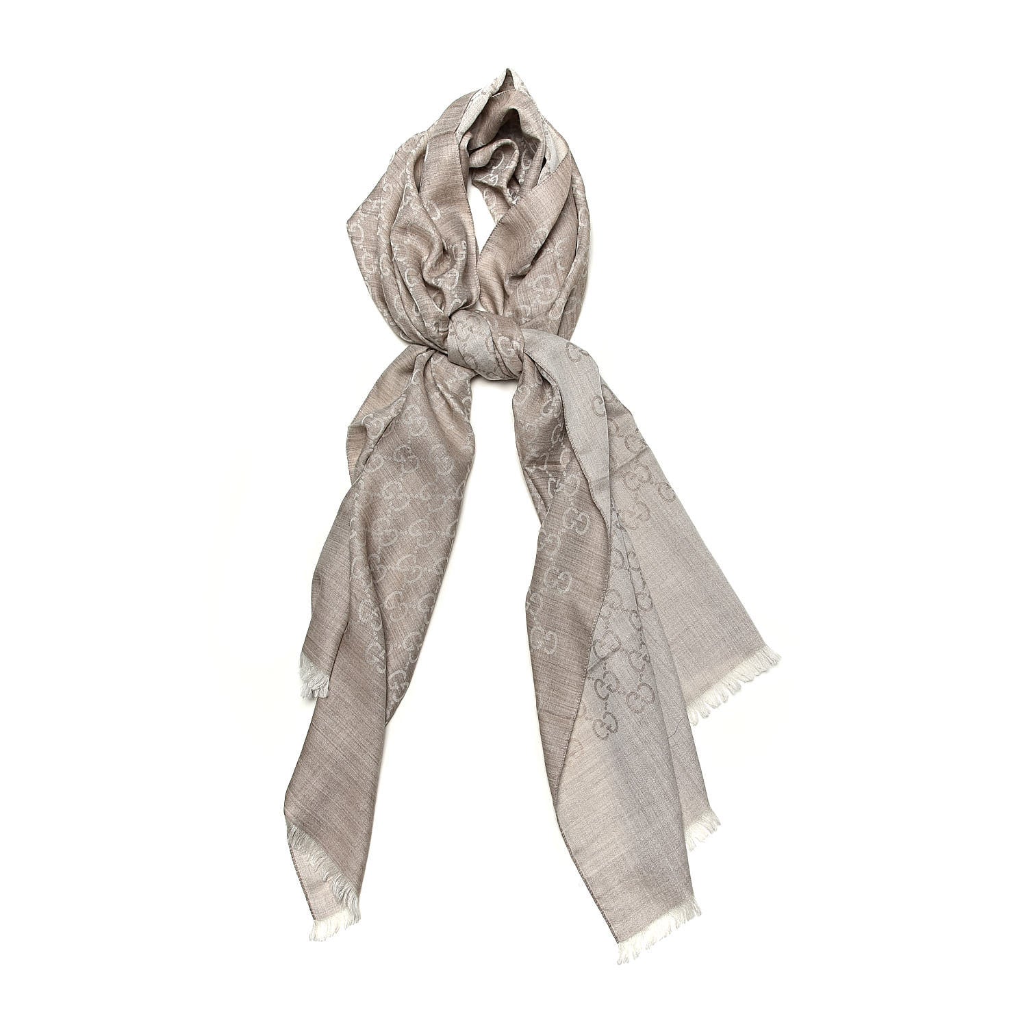 Gucci Wool Silk GG Monogram GGNat Plus Scarf Sand 1 of 6