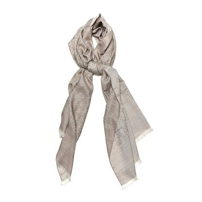 Gucci Wool Silk GG Monogram GGNat Plus Scarf Sand 1 of 6