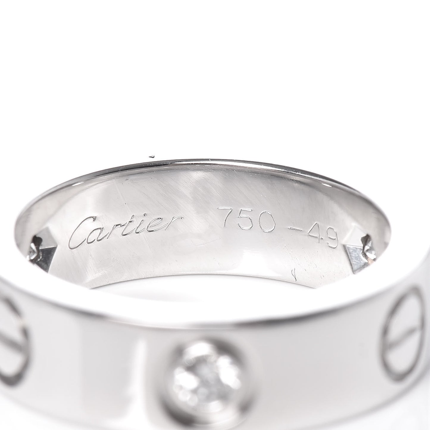 18K White Gold 3 Diamond 5.5mm LOVE Ring 49 4.75