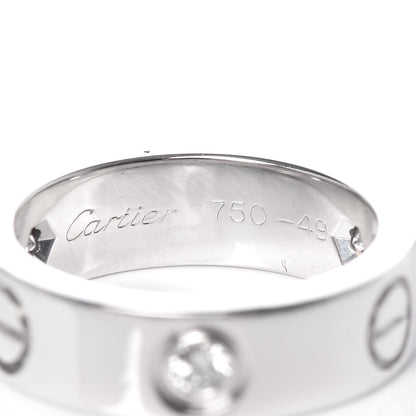 Cartier 18K White Gold 3 Diamond 5.5mm LOVE Ring 49 4.75 4 of 5
