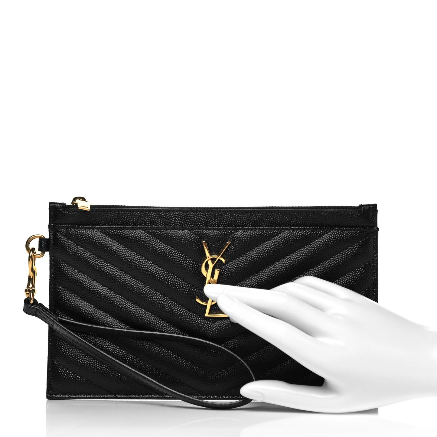Grain De Poudre Chevron Monogram Large Bill Pouch Black