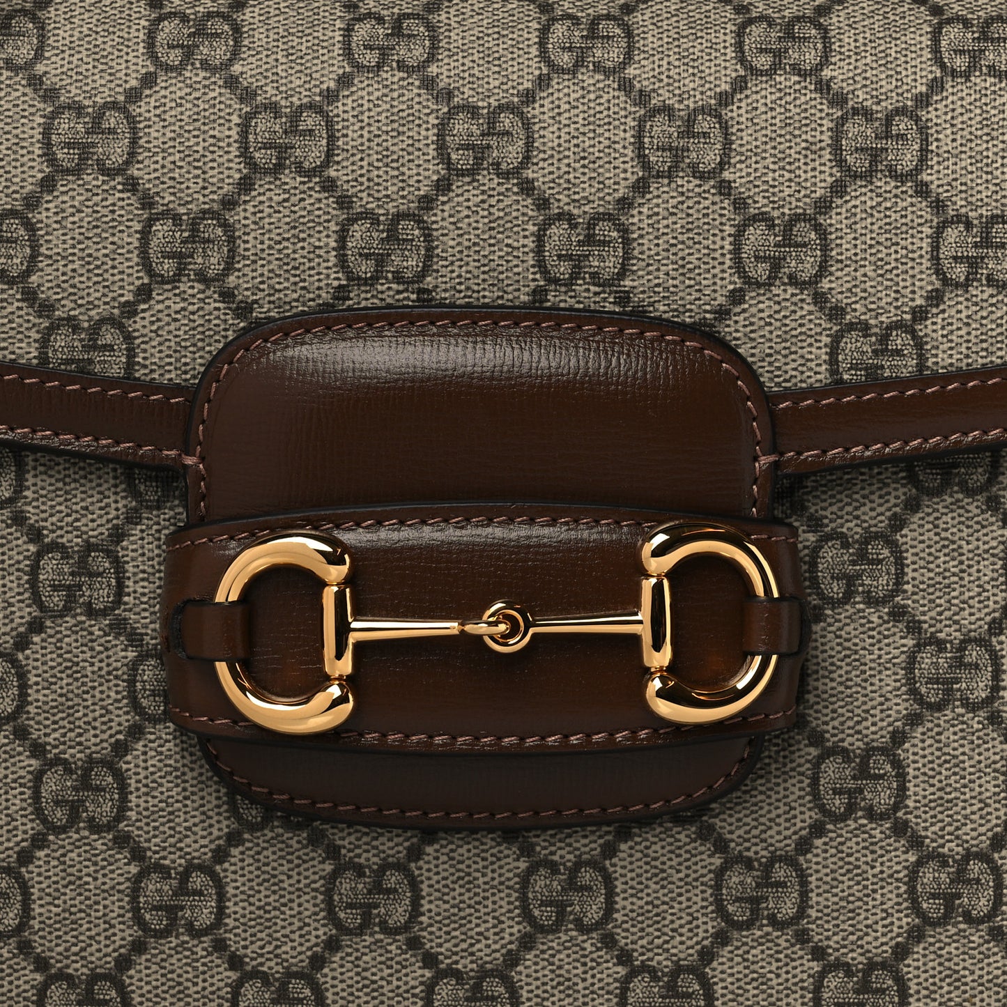 GG Supreme Monogram Horsebit 1955 Shoulder Bag Beige Brown Sugar