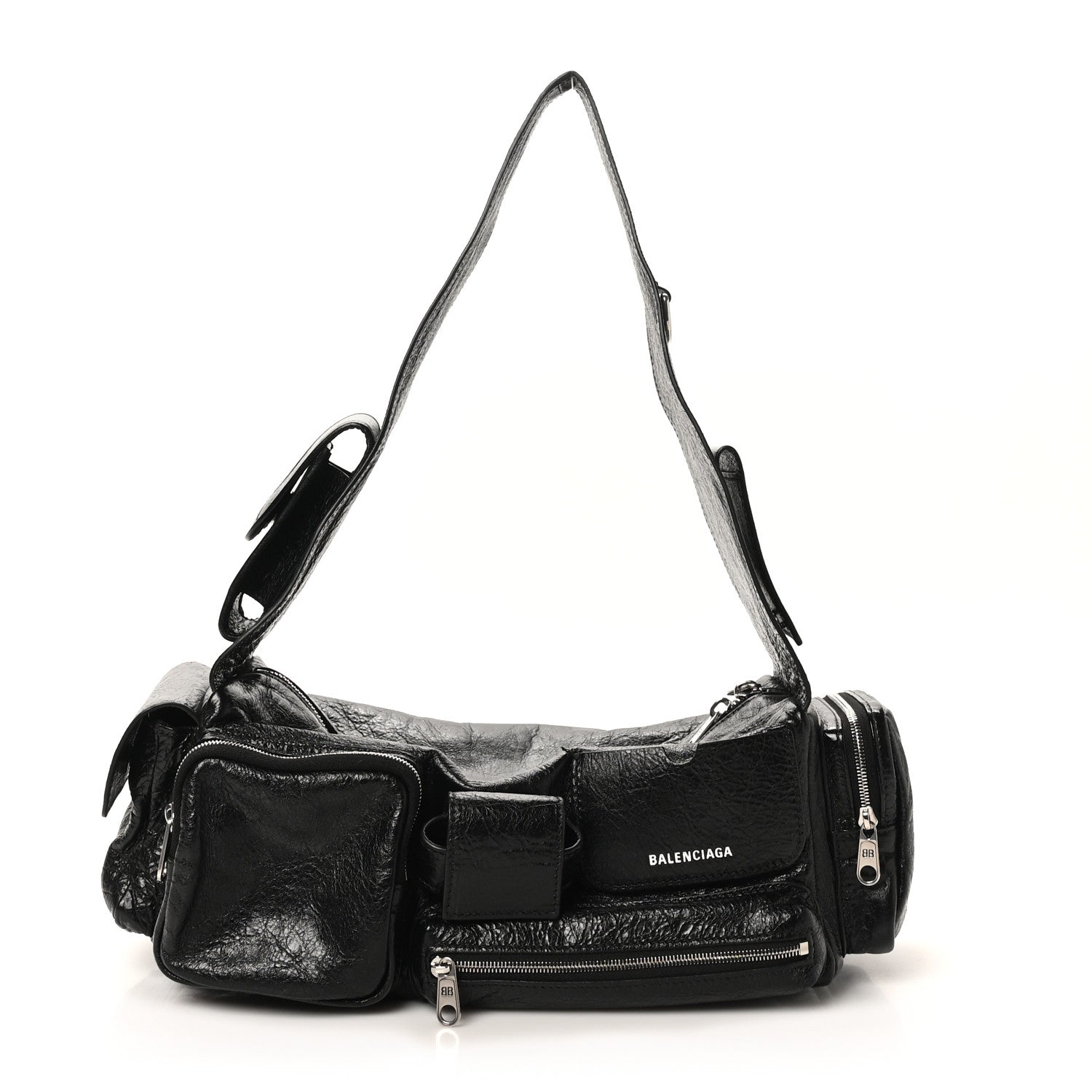Balenciaga Agneau Arena Men's Superbusy Small Sling Zip Shoulder Bag Black 1 of 11