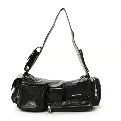 Balenciaga Agneau Arena Men's Superbusy Small Sling Zip Shoulder Bag Black 1 of 11