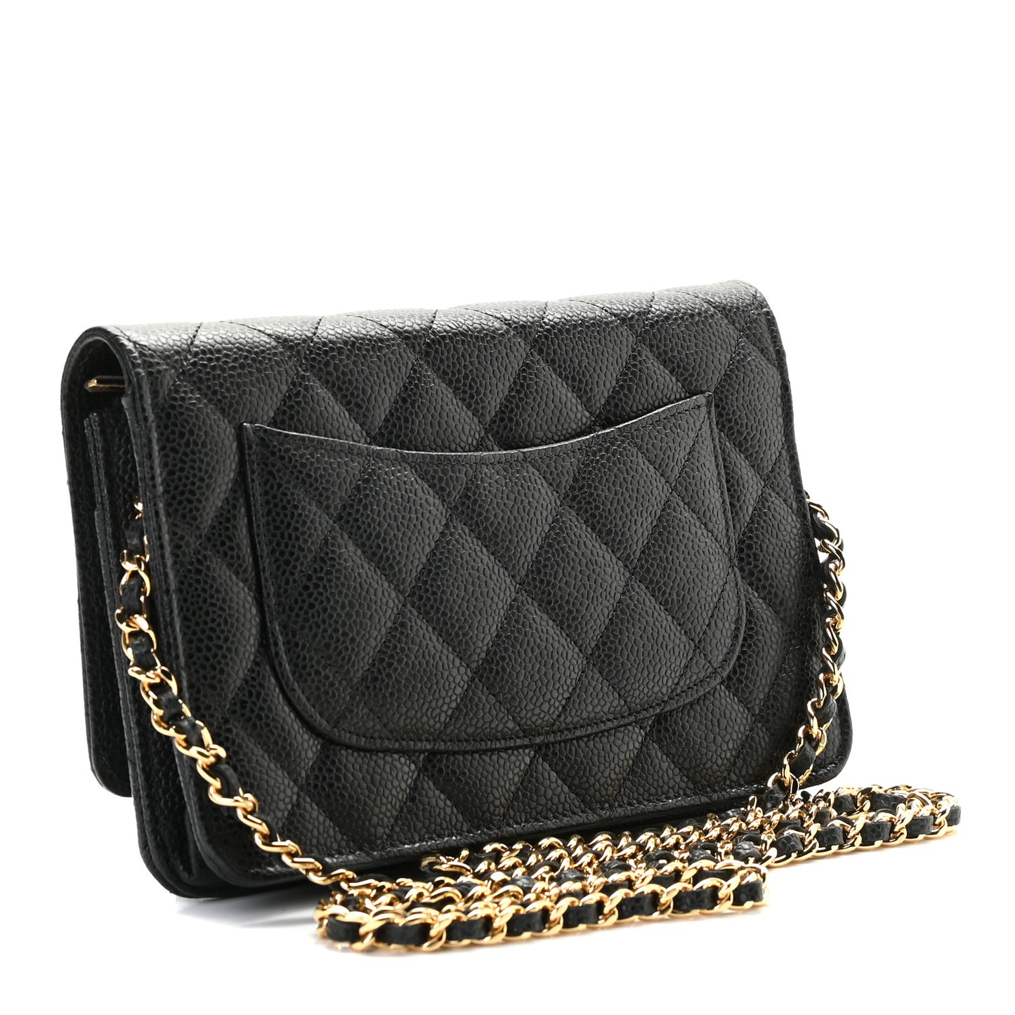 Caviar Quilted Wallet On Chain WOC Black