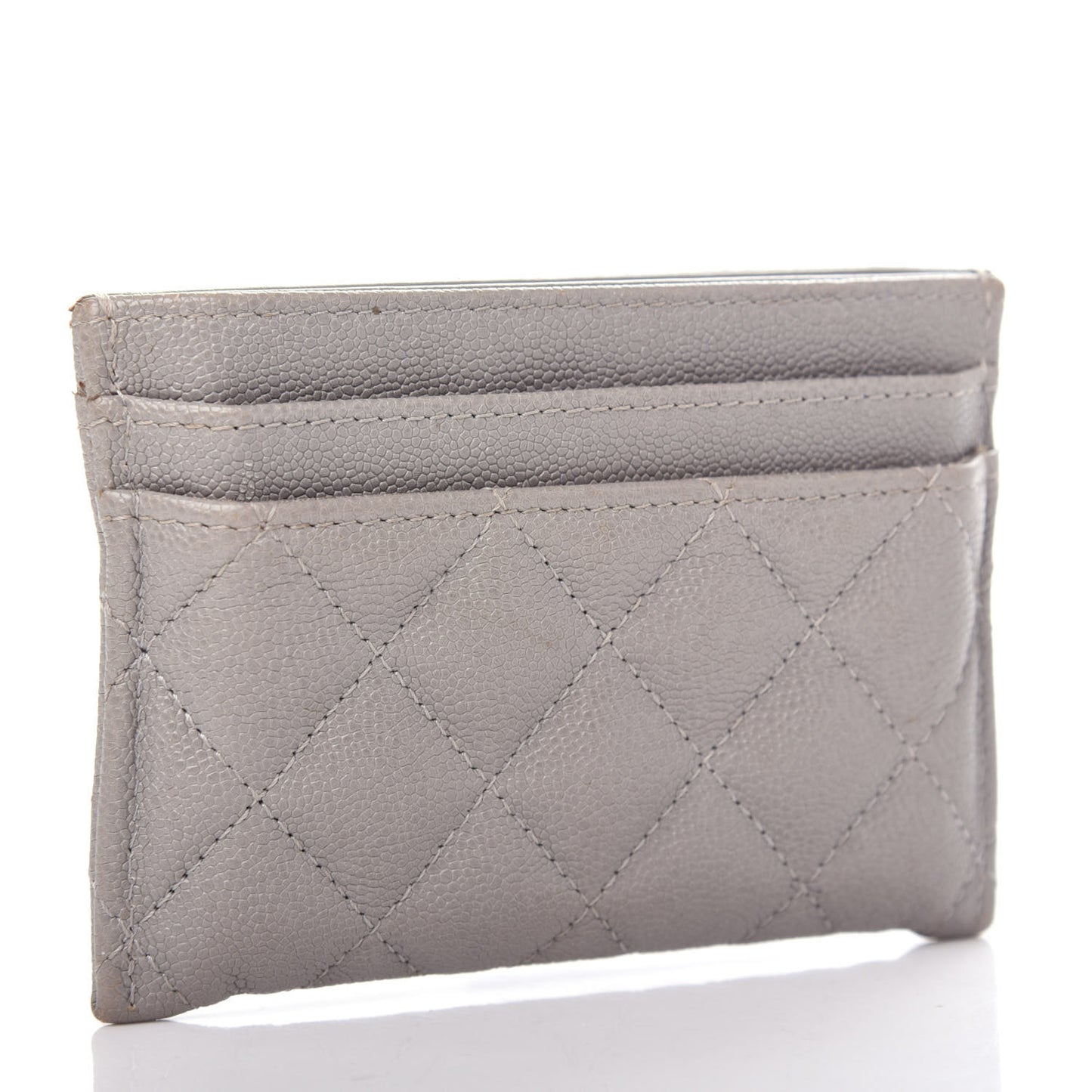 Caviar Quilted Boy Card Holder Grey