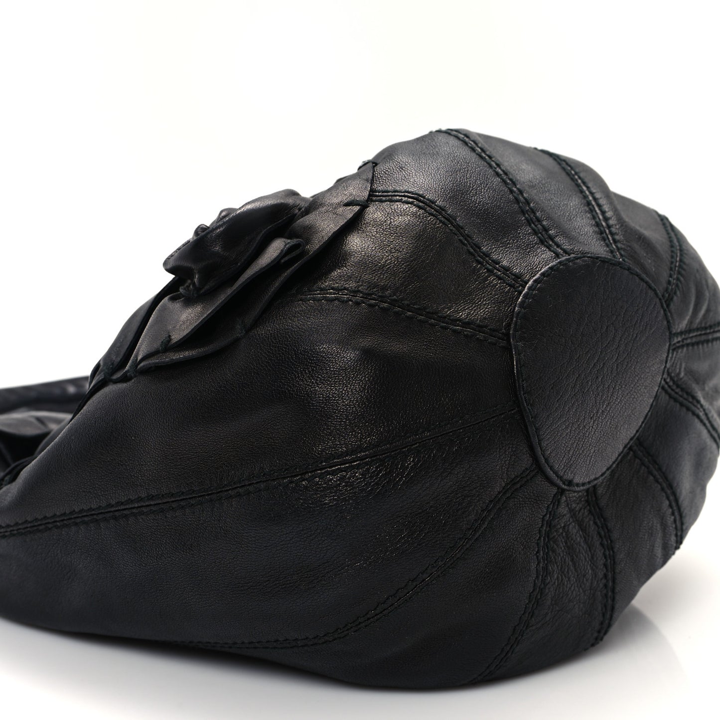 Nappa Rosette Bucket Bag Black
