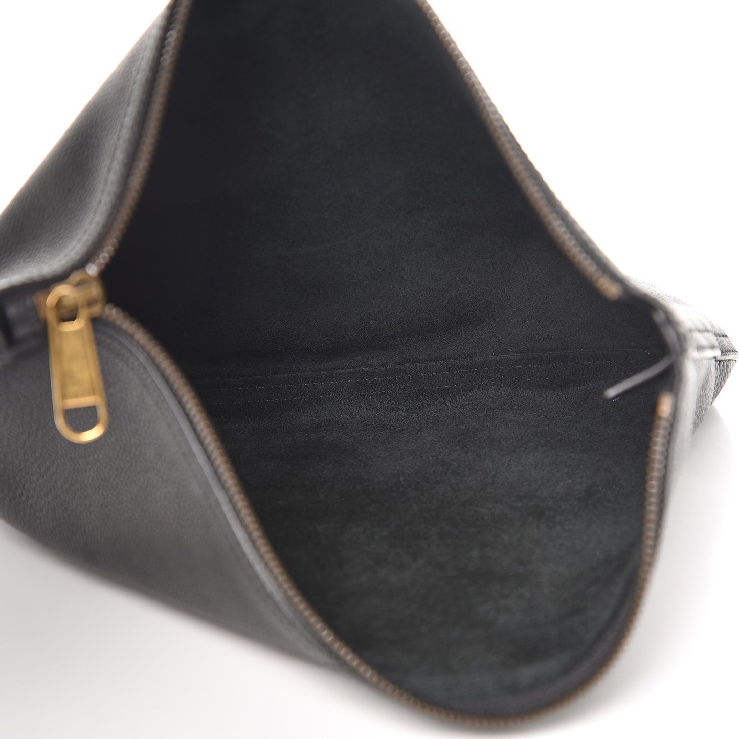 Pebbled Calfskin Medium Logo Portfolio Clutch Black