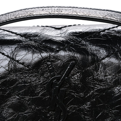 Saint Laurent Crinkled Calfskin Matelasse Monogram Baby Niki Chain Satchel Black 8 of 10
