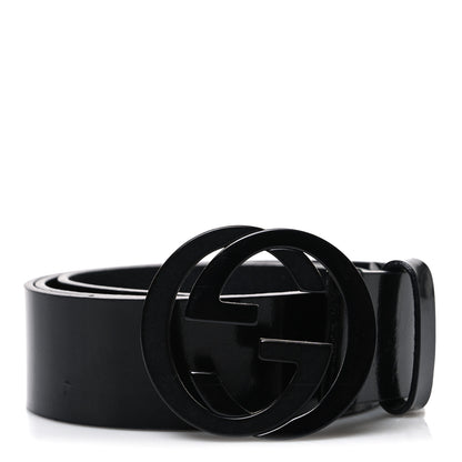 Gucci Patent Calfskin Interlocking G Belt 90 36 Black 1 of 5