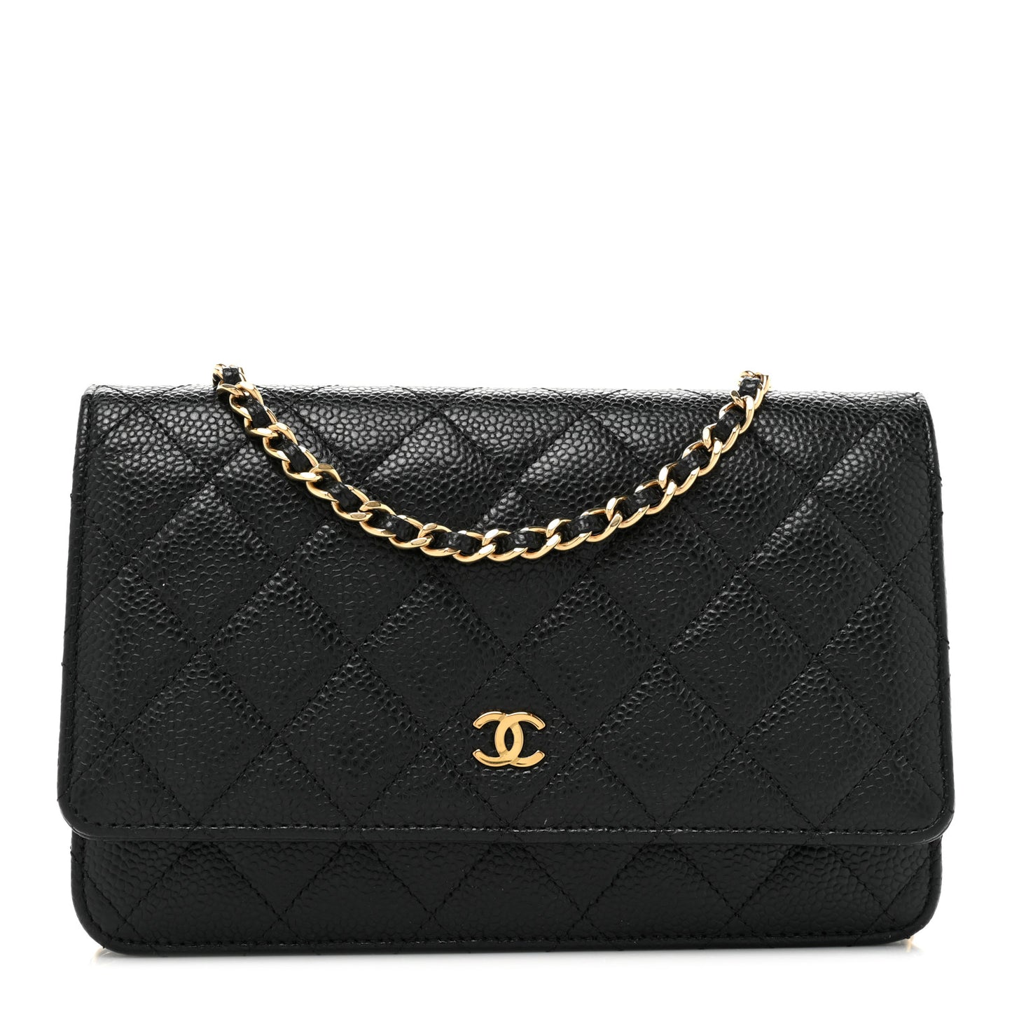 Caviar Quilted Wallet on Chain WOC Black