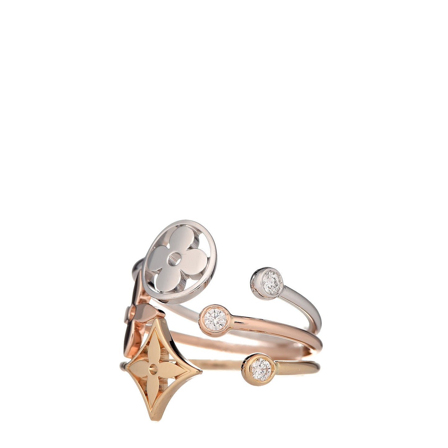 18K Yellow Pink White Gold Diamond Idylle Blossom Ring 3 Set 53 6.25