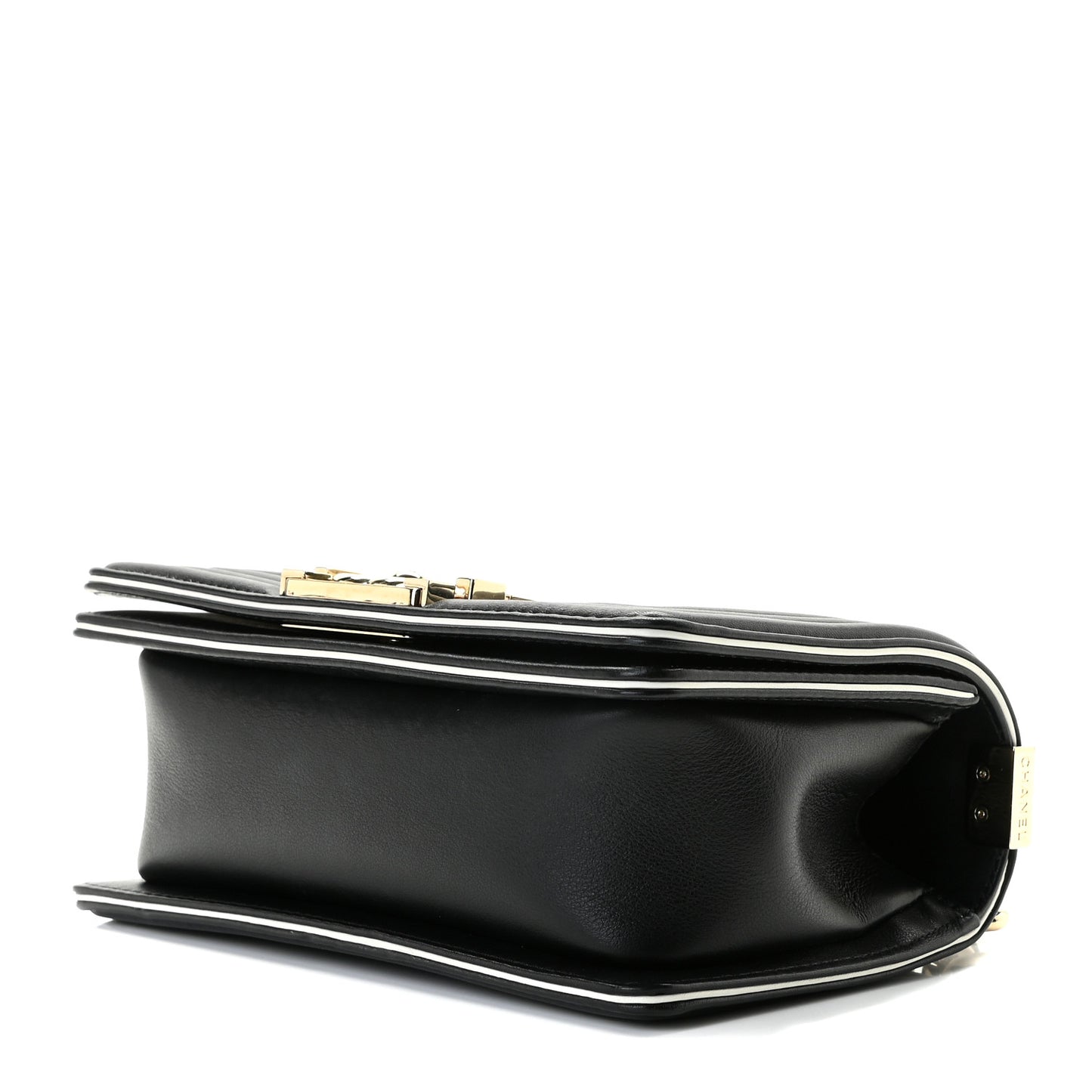 Calfskin Quilted Small Boy Top Handle Flap Black
