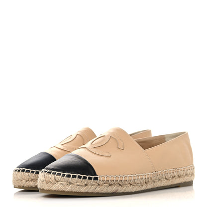 Chanel Lambskin CC Espadrilles 40 Beige Black 4 of 9