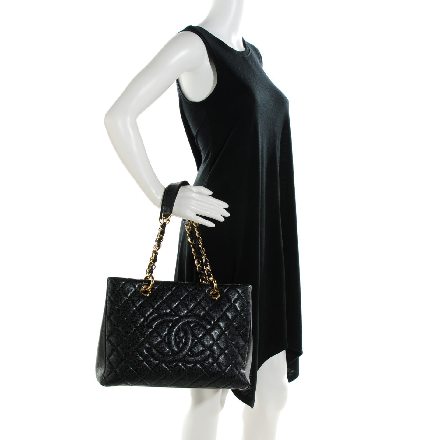 Caviar Quilted Grand Shopping Tote GST Black