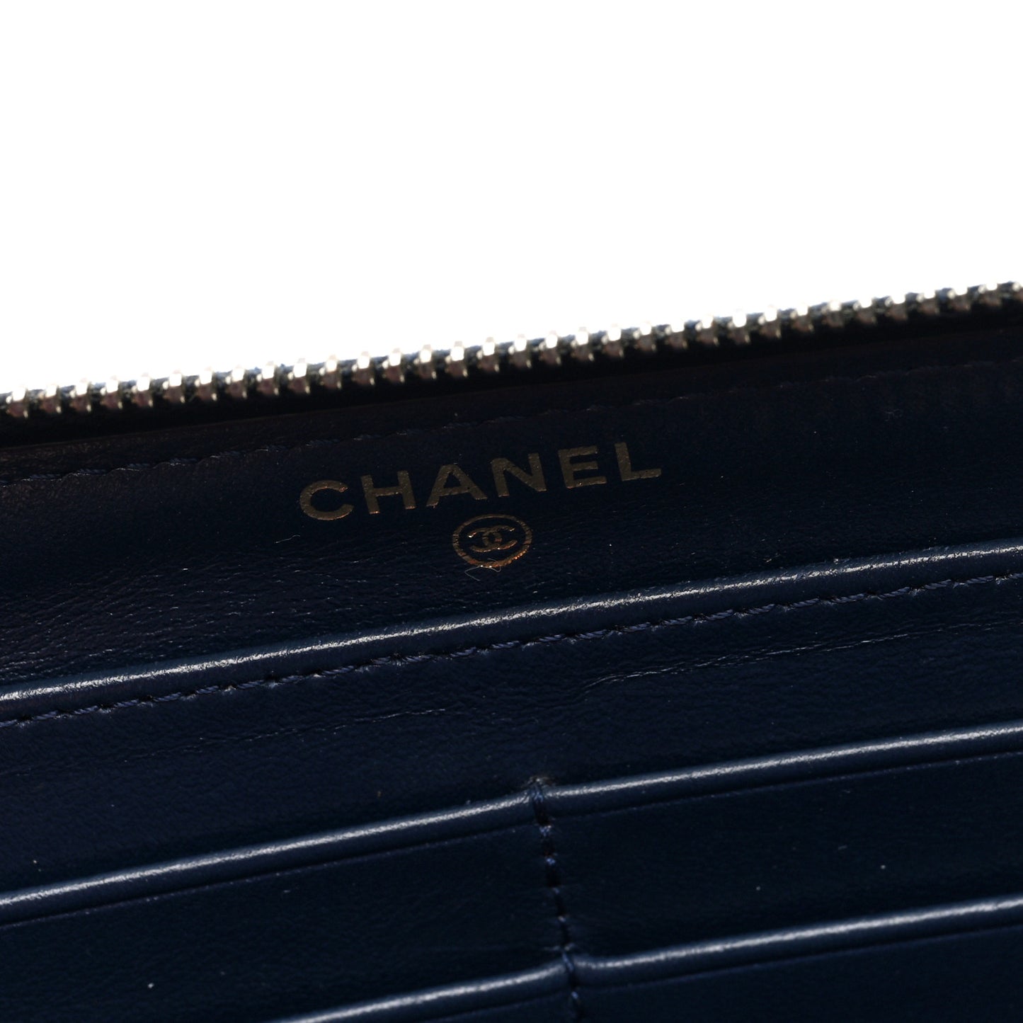 Caviar Quilted Large Gusset Zip Around Wallet Navy