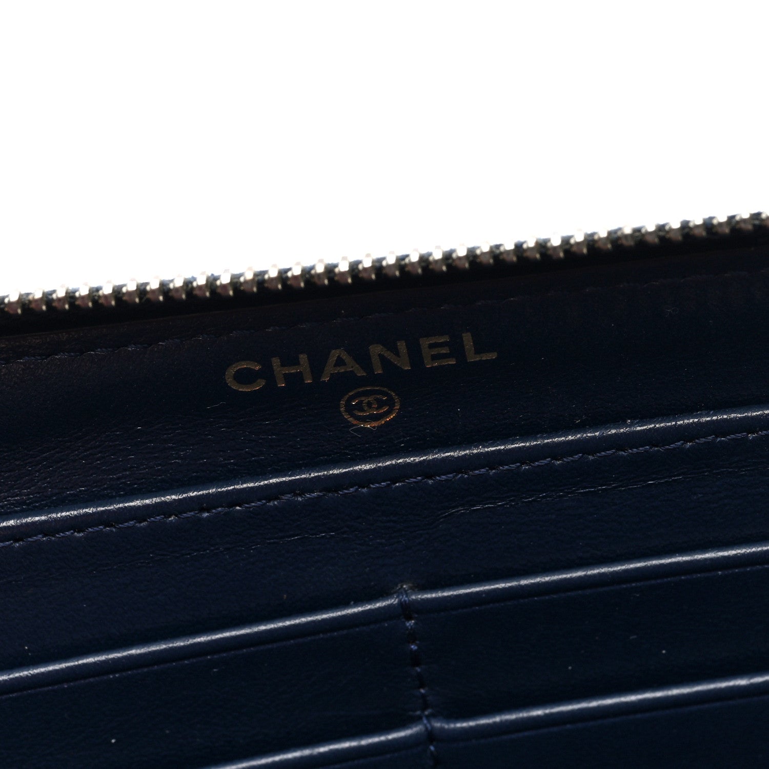 Chanel Caviar Quilted Large Gusset Zip Around Wallet Navy 6 of 7