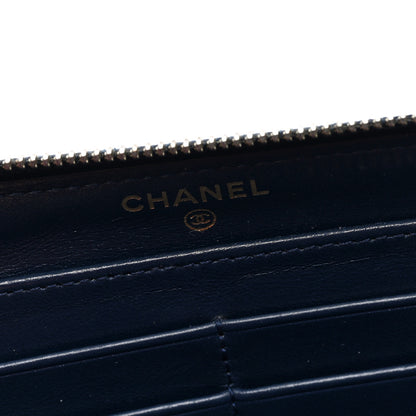 Chanel Caviar Quilted Large Gusset Zip Around Wallet Navy 6 of 7