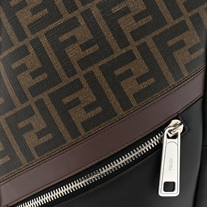 Fendi Glazed Fabric Vitello Liberty FF 1974 Diagonal Sling Bag Tobacco Moresco Black 8 of 10