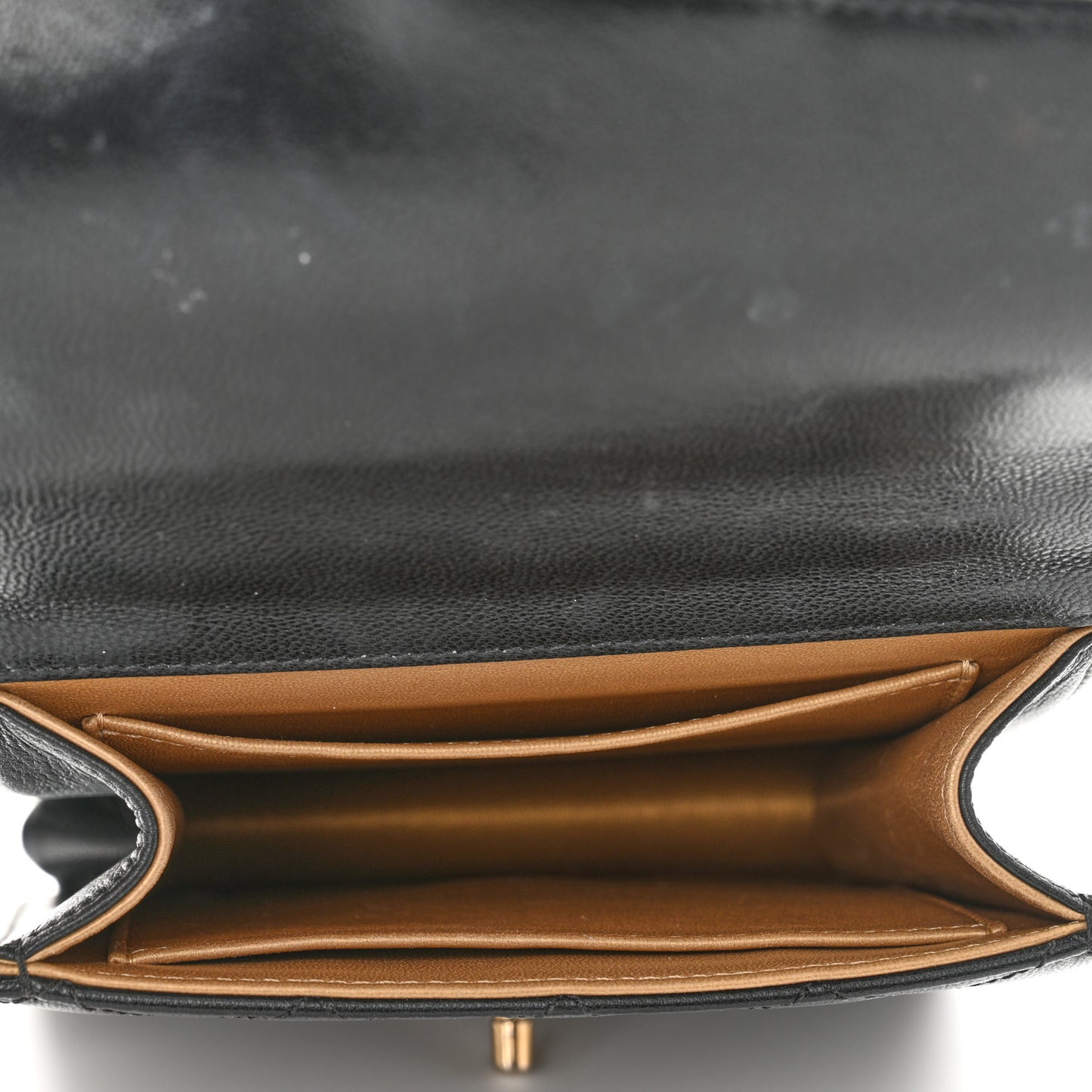 Goatskin Quilted Chic Pearls Flap Black
