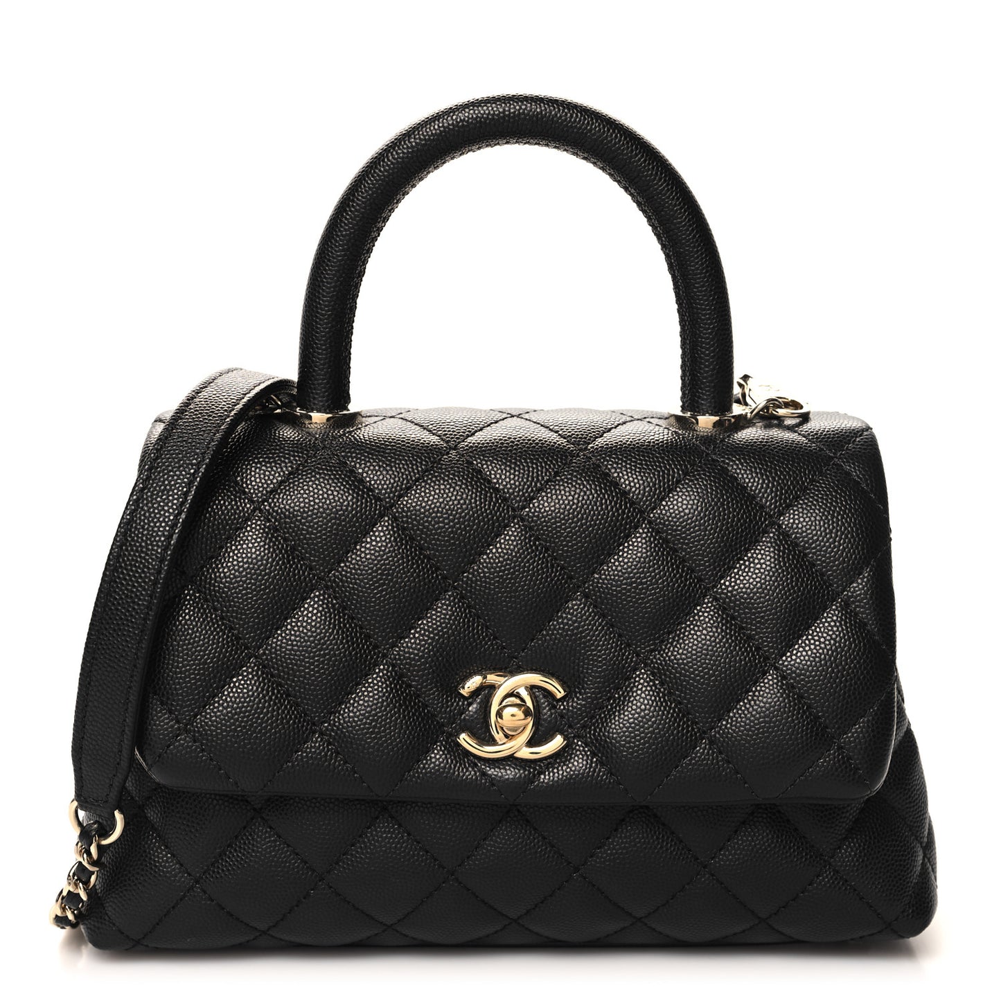 Caviar Quilted Mini Coco Handle Flap Black