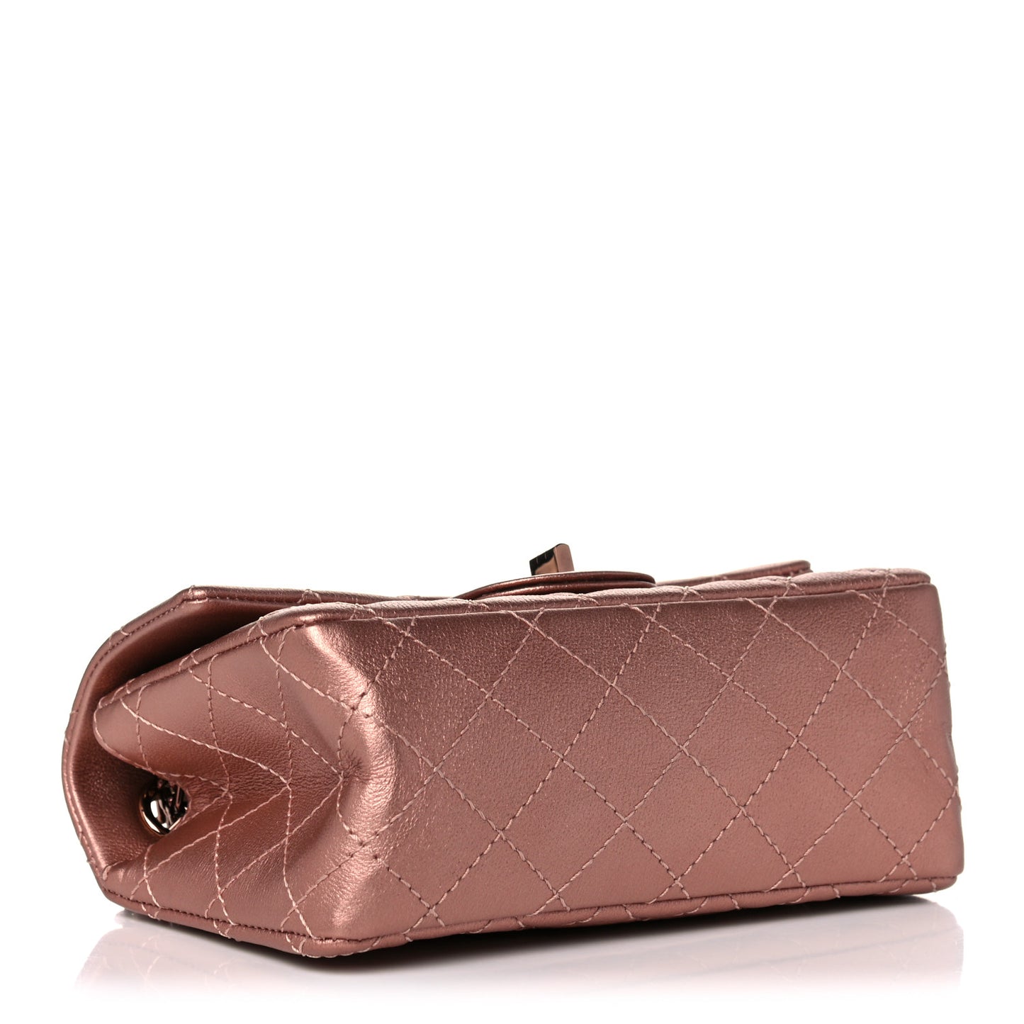 Metallic Grained Calfskin Quilted 2.55 Reissue Mini Flap Copper Pink