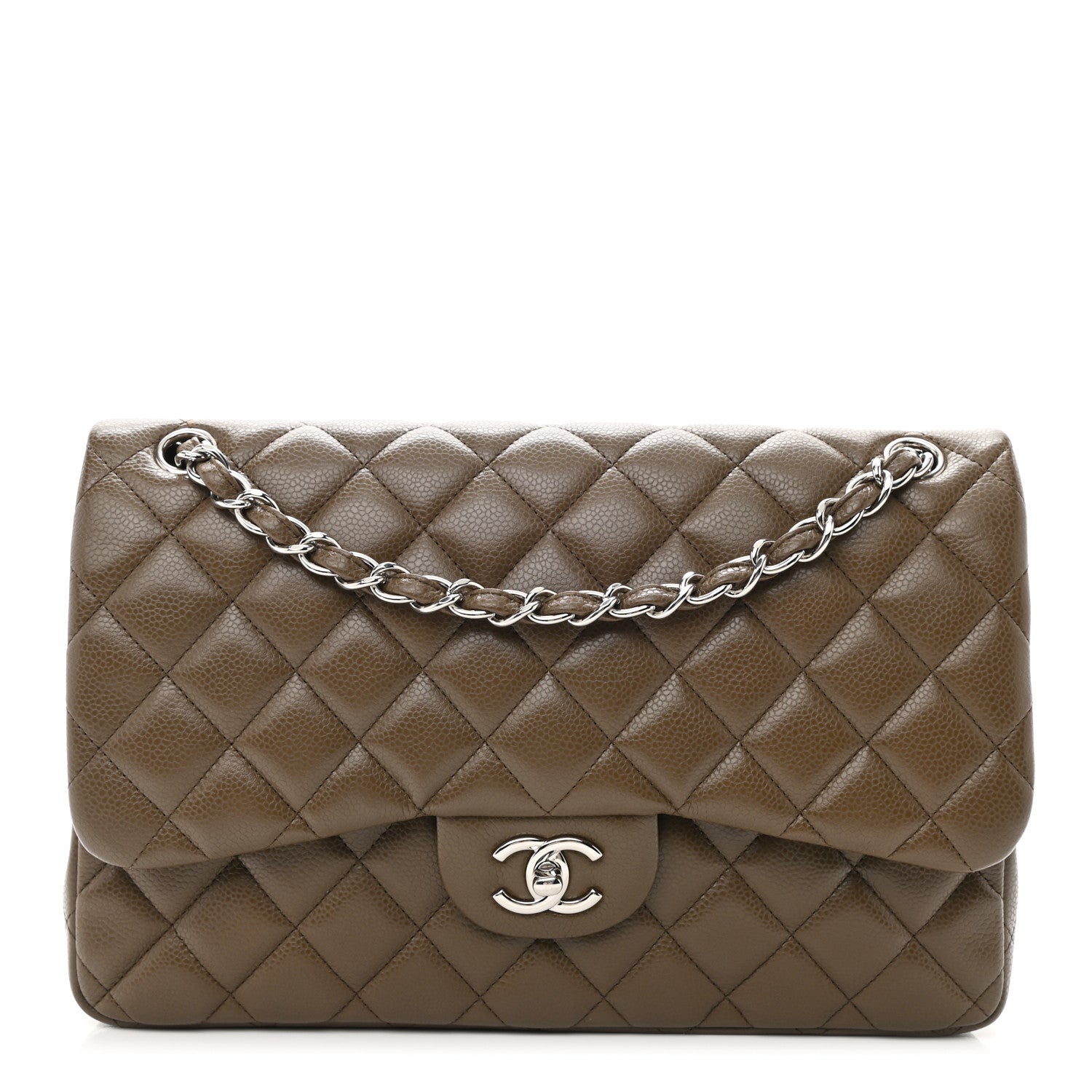 Chanel Caviar Quilted Jumbo Double Flap Beige Taupe 1 of 10