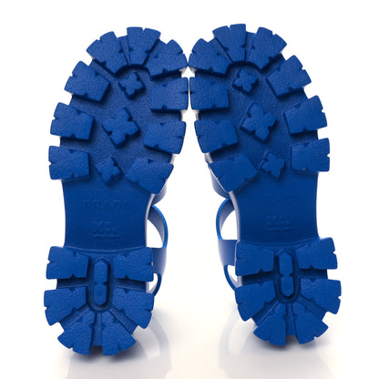 Prada Foam Rubber Metal Triangle Logo Mens Monolith 55mm Cage Sandals 7 Azzurro 5 of 8